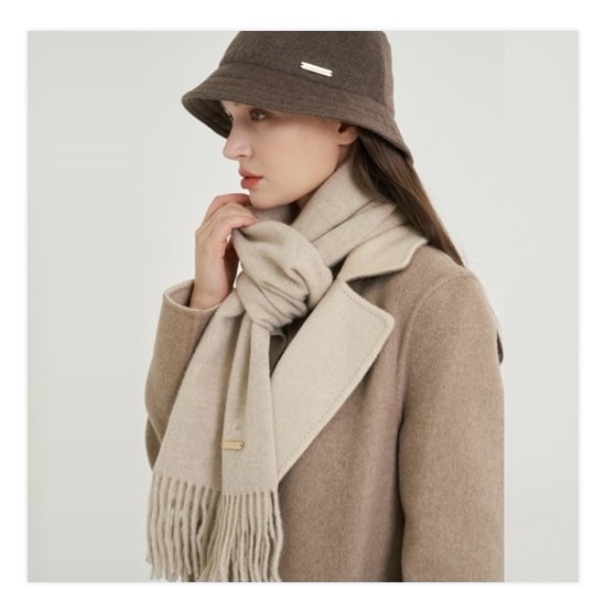 Gobi Cashmere 100% Organic Goat Embroidery Muffler-Beige 160x30cm