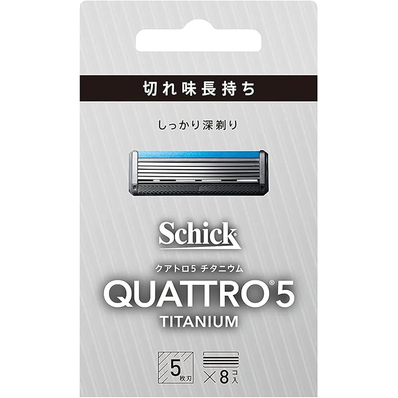 Schick(シック) クアトロ クアトロ5 チタニウム 替刃 (8コ入) ドイツ製 5枚刃 シルバー