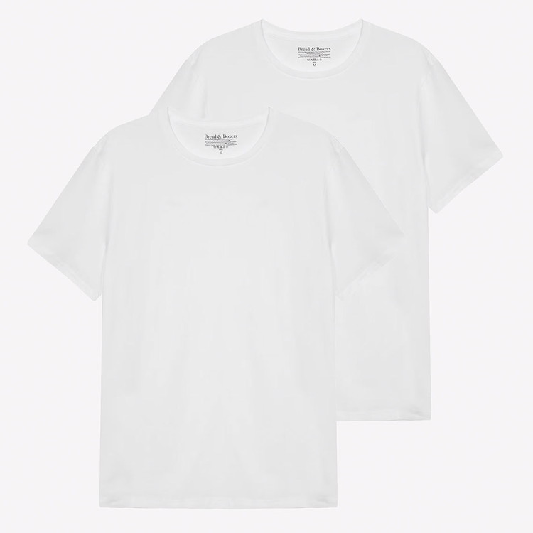 ブレッド＆ボクサーズ：ORGANIC COTTON CREW-NECK Tシャツ 2PK [ホワイト]【BNBUS121-100】