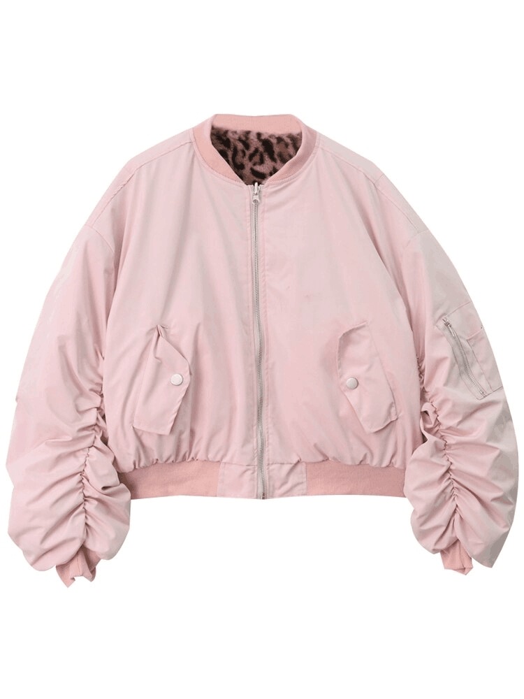 ヒョウ柄 リバーシブル ボアジャケット ボアコート スタジャン アウター 厚手 レディース 春