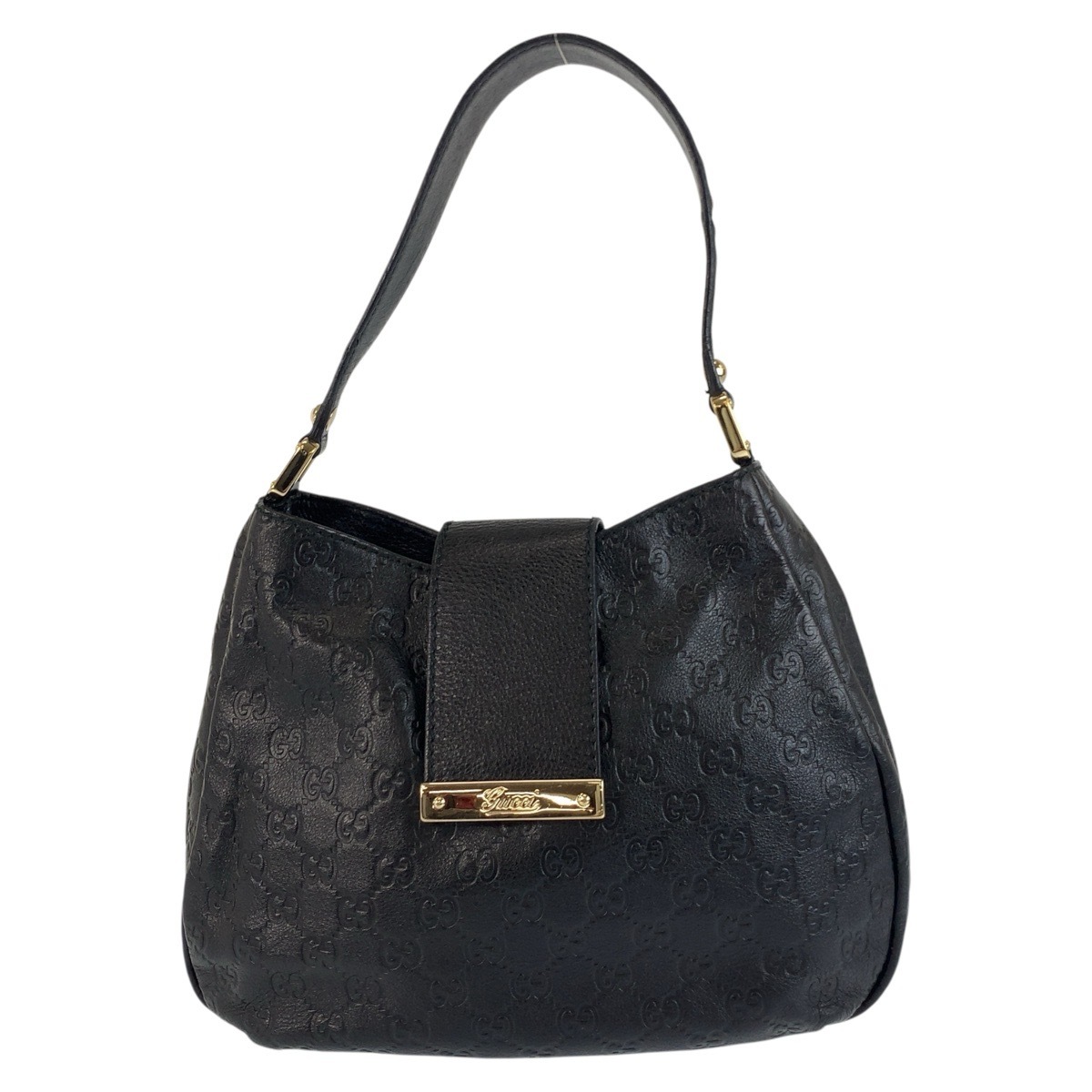 美品 グッチシマ ブラック 黒 ゴールド金具 レザー 211934 ホーボー ショルダーバッグ レディース 504020