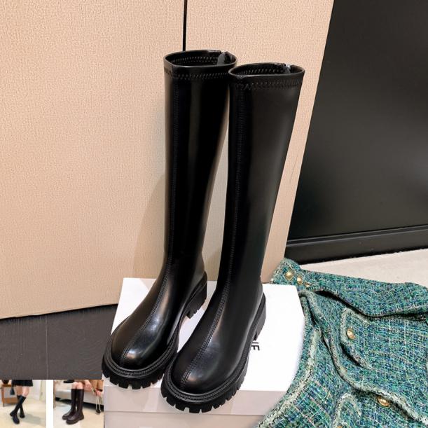 ロングブーツ レディース 厚底ブーツ韓国 裏起毛 春秋冬 美脚 大人 防寒