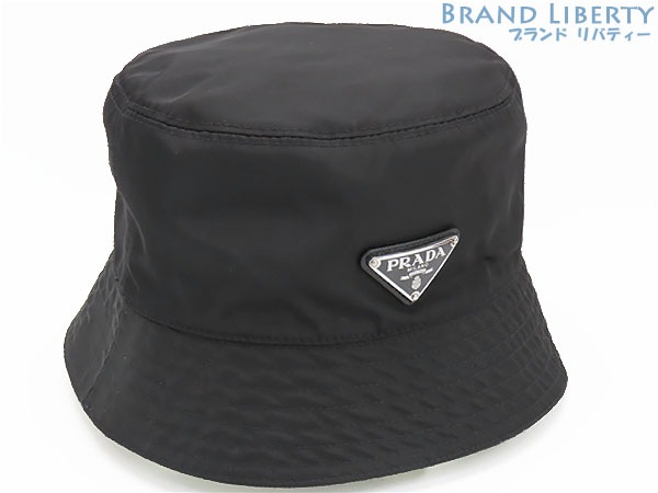 新品同様プラダナイロントライアングルプレートバケットハット帽子バケハブラック2HC1371HC137