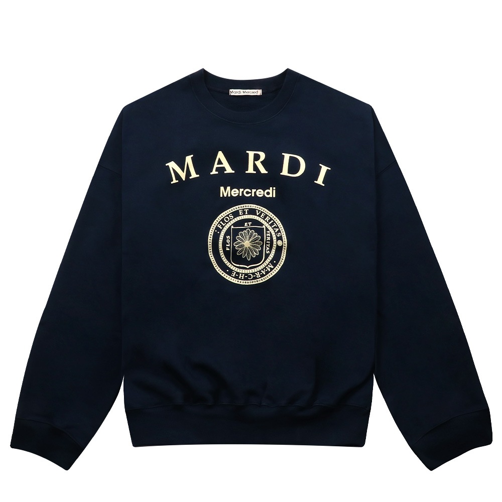 SWEATSHIRT UNIV NAVY IVORY 長袖 レディース 韓国 ファッション アパレル