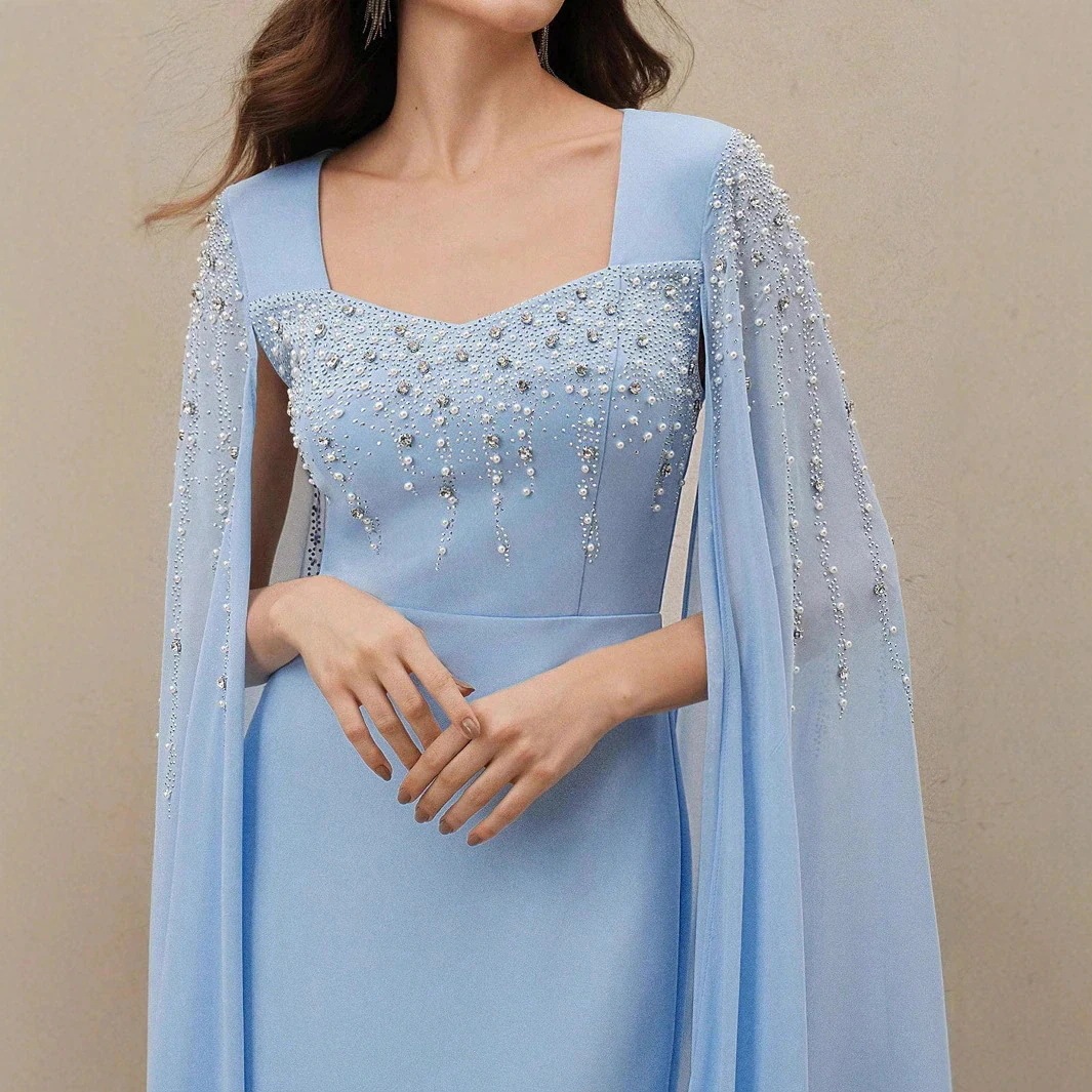 【最安値に挑戦】【人気商品】【高級宴会ドレス】ライトラグジュアリー ラインストーン パール ボディス イブニングドレス 中東 デザイン クラシカル レディース ロングドレス