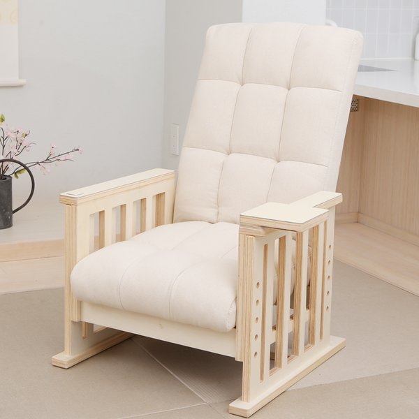 (完成品)やすらぎ高座椅子 座椅子 折りたたみ 10段階リクライニング 4段階高さ調節可 白木 完成品 組立不要