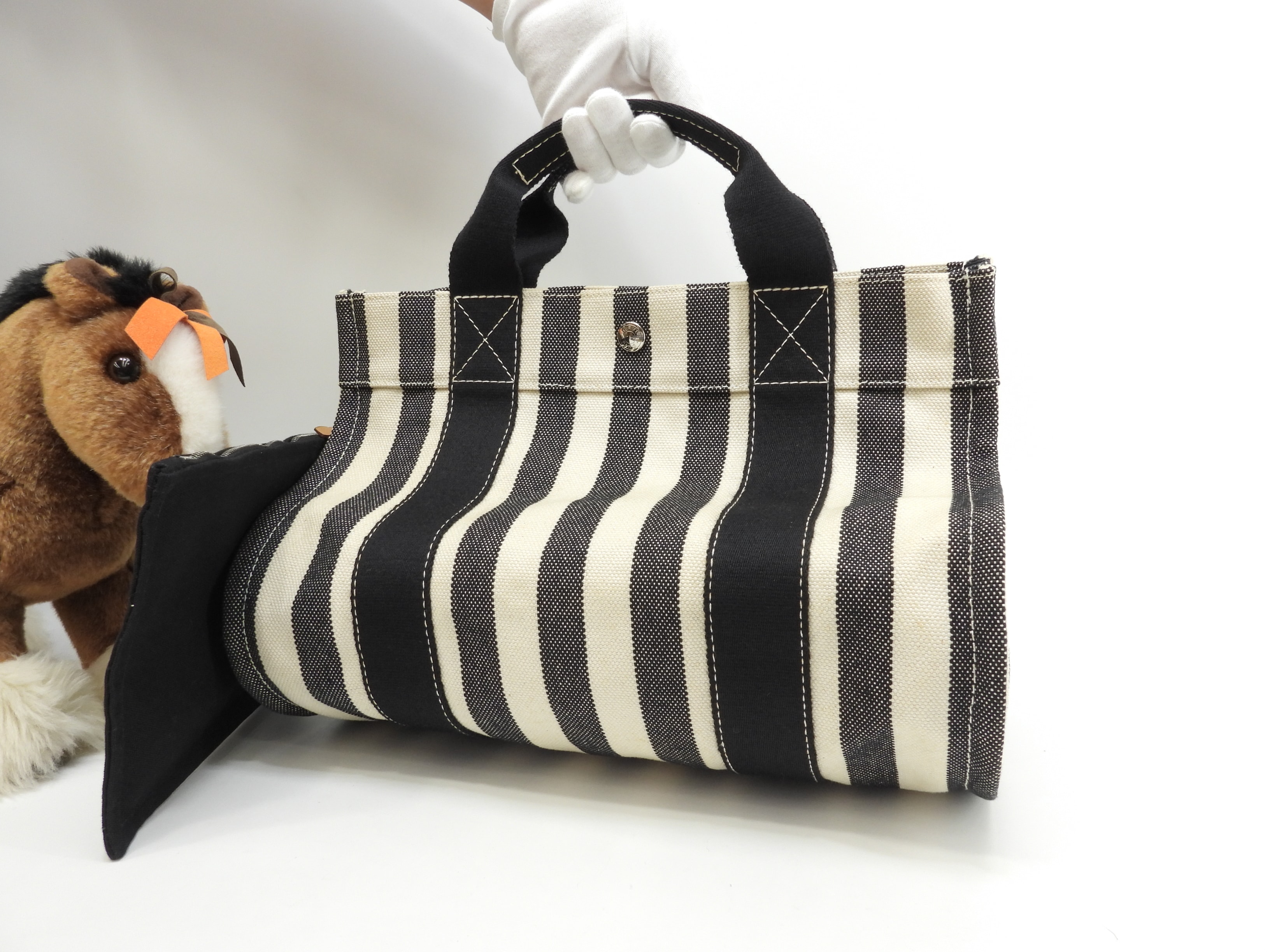 カンヌPM コットンデニム 黒白 ハンドバッグ トートバッグ 極美品@ 3