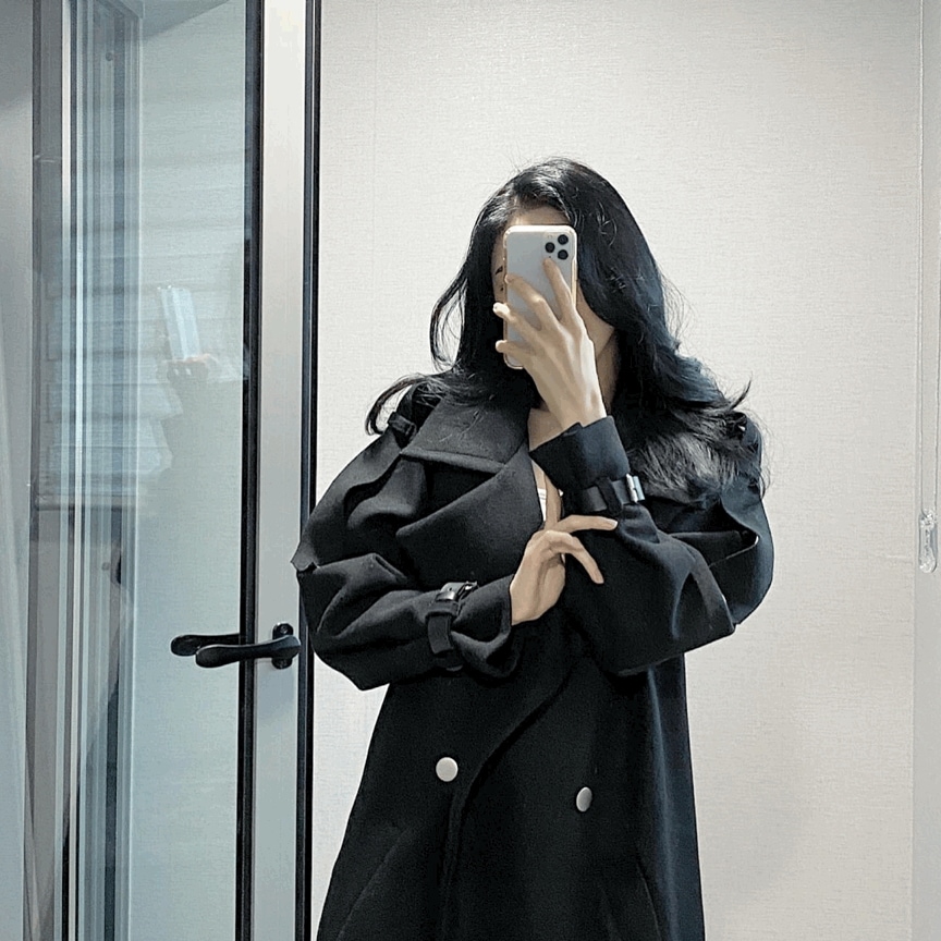 [韓国制作ウール！！ 同一商品中] ピーチ 起毛 ウール 袖 バックル トレンチ ロング コート 2color