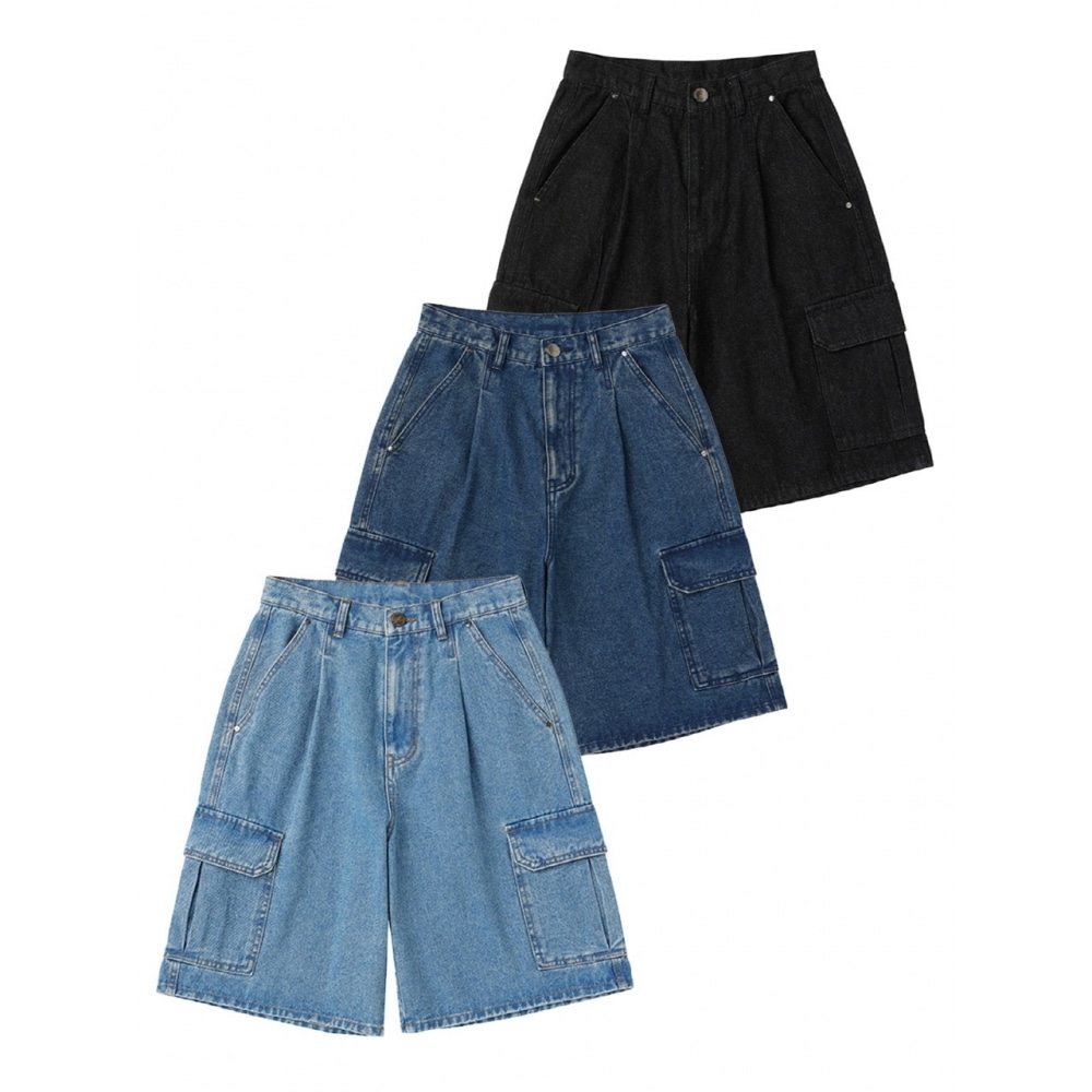 アーバナージュバミューダカーゴデニムショートパンツ (3COLOR)