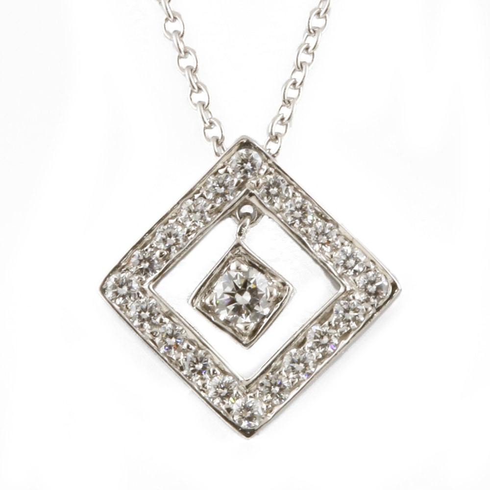 ティファニー TIFFANY&Co. オープンスクエア ネックレス Pt950プラチナ ダイヤモンド レディース 中古