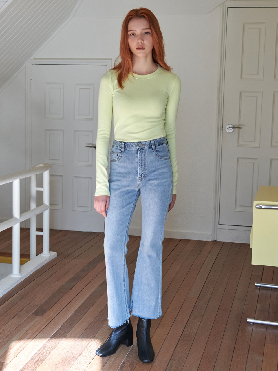LOSSYROW ロッシー サンドウォッシュ ブーツカットデニムパンツ