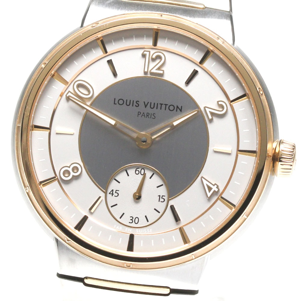 ルイ・ヴィトン LOUIS VUITTON W1SP1 タンブール スモールセコンド 自動巻き メンズ 美品 箱・保証書付き_840590【中古】