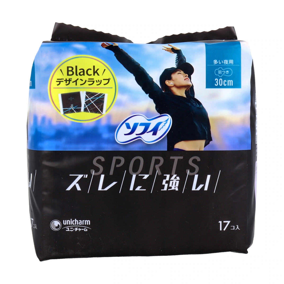 生理用ナプキン ユニ・チャーム SPORTS 多い夜用 羽つき 30cm 17個入り X8パック