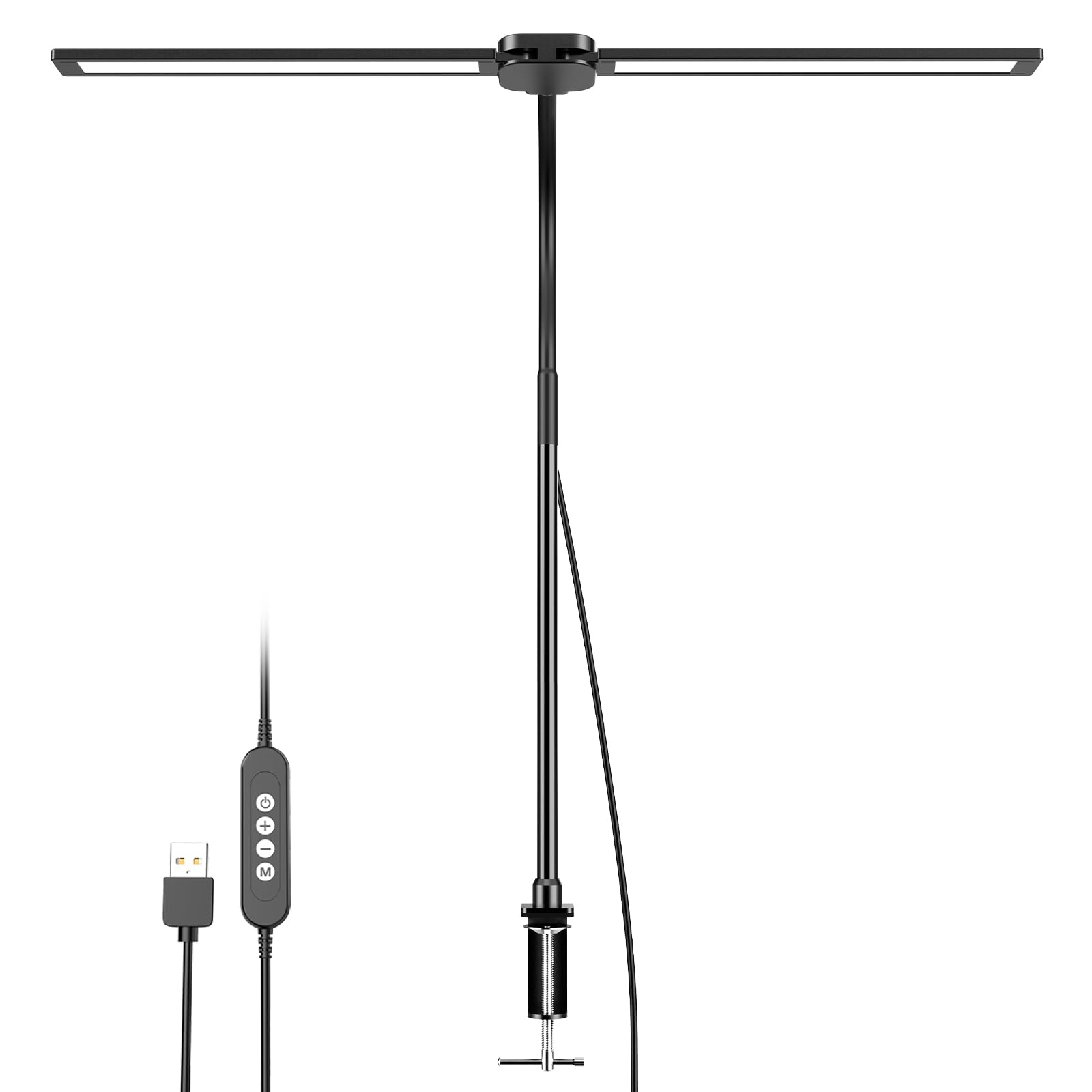 Rakuminyouデスクライト LED ダブルヘッド 電気スタンド クランプ式 卓上ライト 13W高輝度 ダブル光源スタンドライト 3色温度・無段階調光 テーブルライト 360回転可能 クリップラ