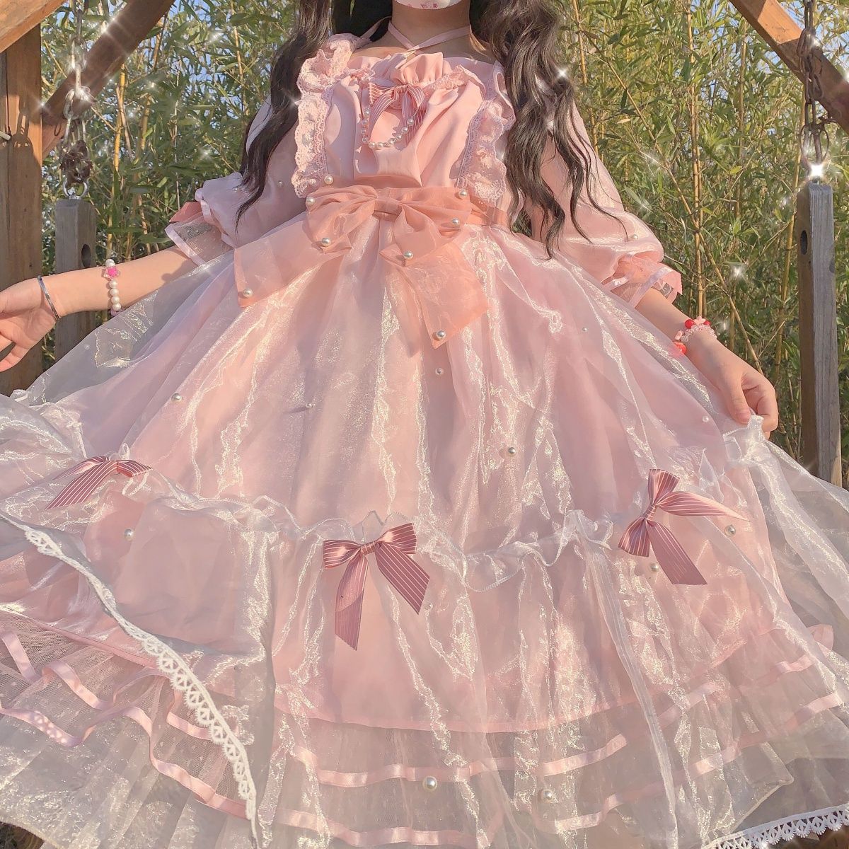 【急速出荷】ロリータ デザイン ロリータ パール プリンセス op 夏の甘くてかわいい逃亡者のプリンセス ドレス