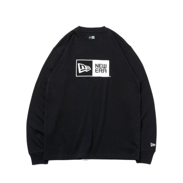 ニューエラ NEW ERA 長袖 コットン Tシャツ Box Logo ボックスロゴ ブラック レギュラーフィット 13755434