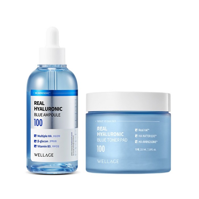 リアル ヒアルロニック ブルー 100 アンプル 100ml + ブルー トナーパッド 70枚 210ml セット