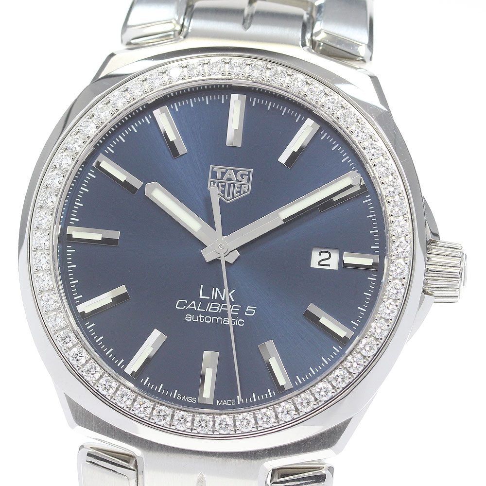 タグホイヤー TAG HEUER WBC2113 リンク キャリバー5 ダイヤベゼル デイト 自動巻き メンズ 良品 箱・保証書付き_848551【中古】