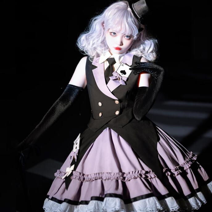 ロリータワンピース マジシャン ワンピース レディース ベスト チョッキ 女性 ハロウィン コスプレ衣装 学園祭 文化祭 コスチューム
