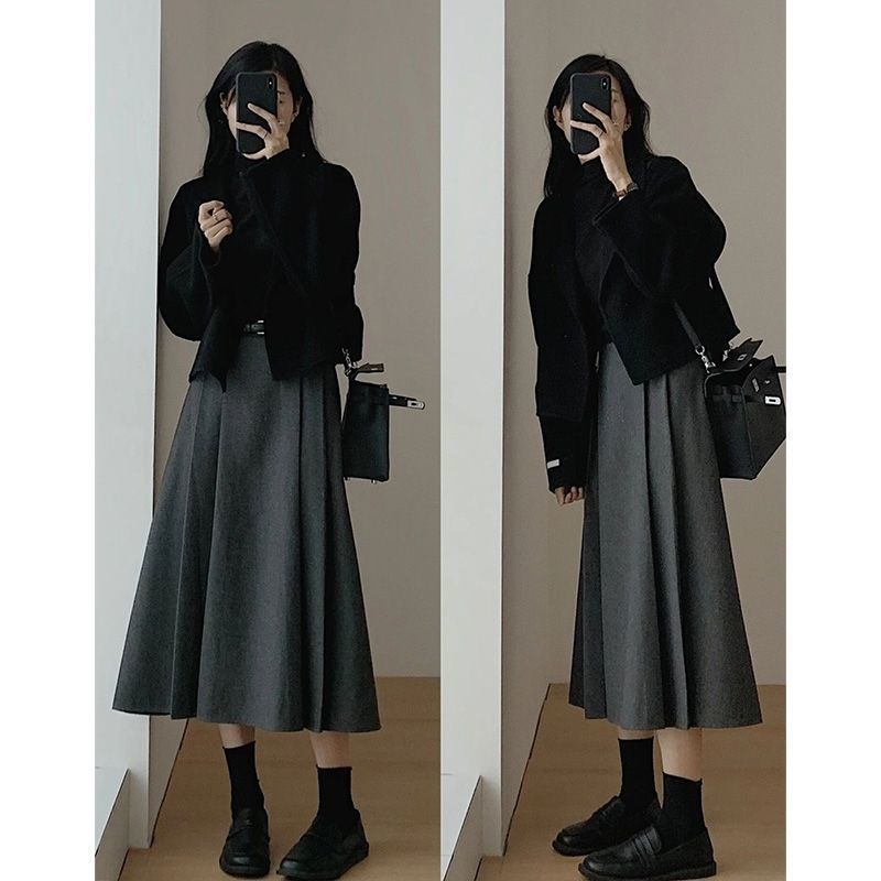 ハイエンドのカスタマイズ-2024新しい秋と冬のティースタイル韓国ソフト衣装完全なセットとスカート小さな香りのスタイルミルクスーツ