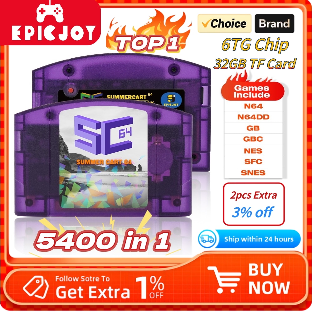 EPICJOY SC64 N64用 オープンソース ゲームカート 32GB TFカード付 エミュレーター対応 2026年新版