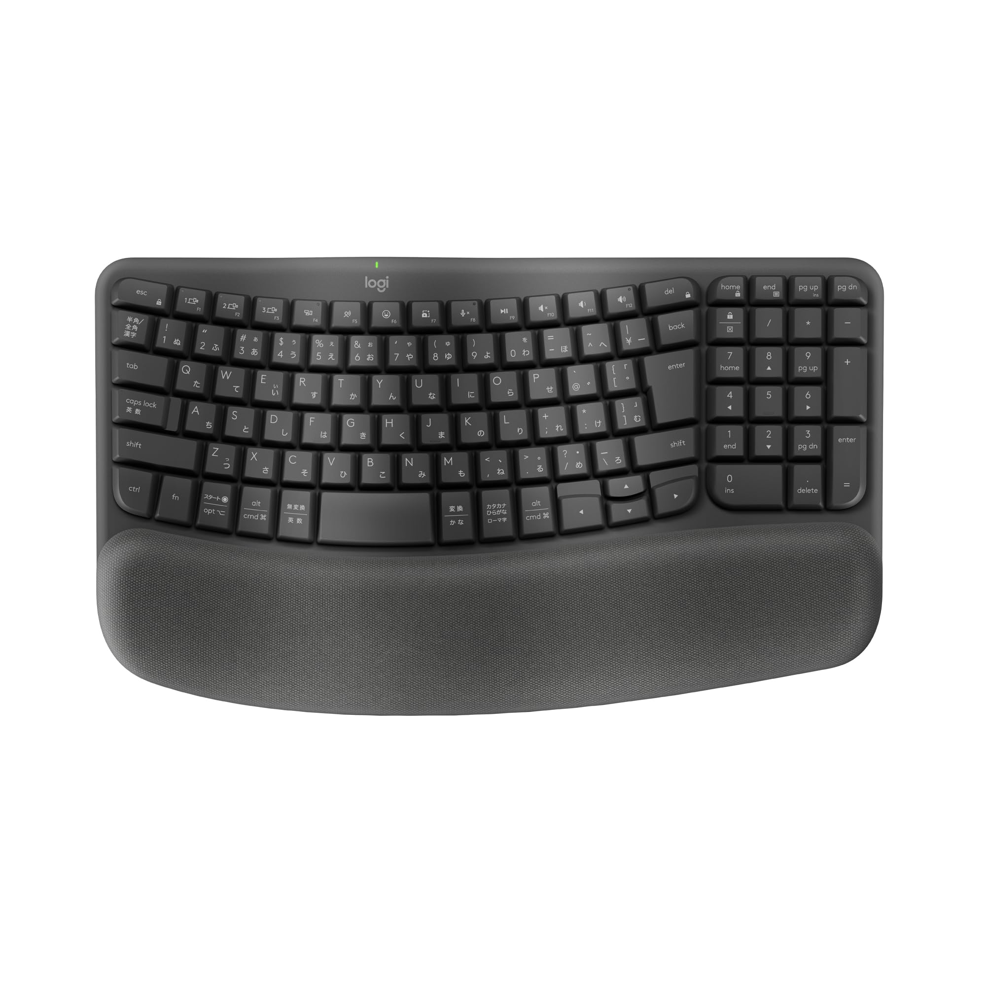 ロジクール WAVE KEYS K820 疲れにくい エルゴノミックキーボード Bluetooth Logi Bolt 日本語配列 ワイヤレスキーボード ワイヤレス 無線 テンキー パームレスト Wi