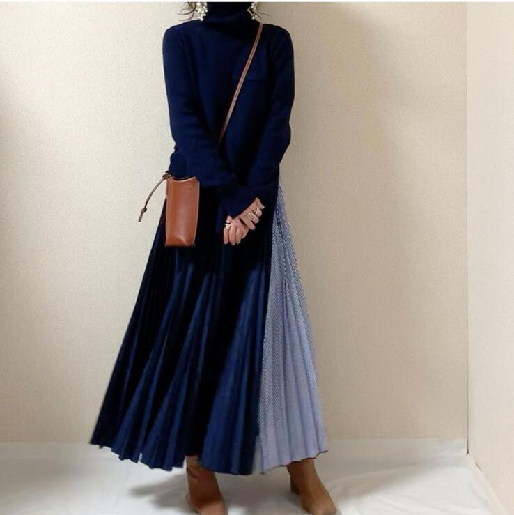 春夏韓日系韓は甘いワンピースニットワンピースタートルネックニットセーターワンピース２点セット冬のワンピース