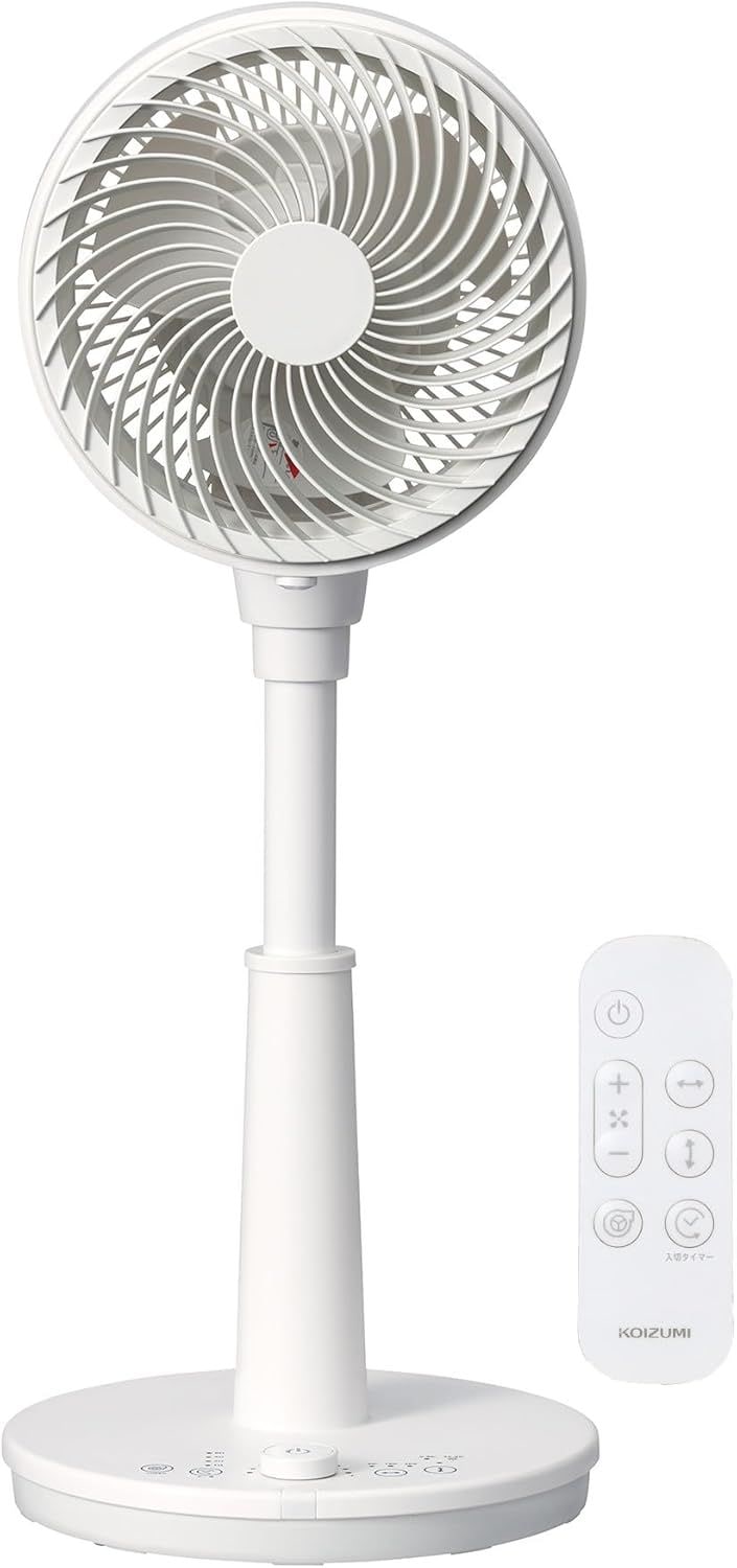 サーキュレーター ハイタイプ DCモーター 風量10段階 上だけモード 簡単分解 タイマー付き 自動首振り ホワイト KCF-1851/W