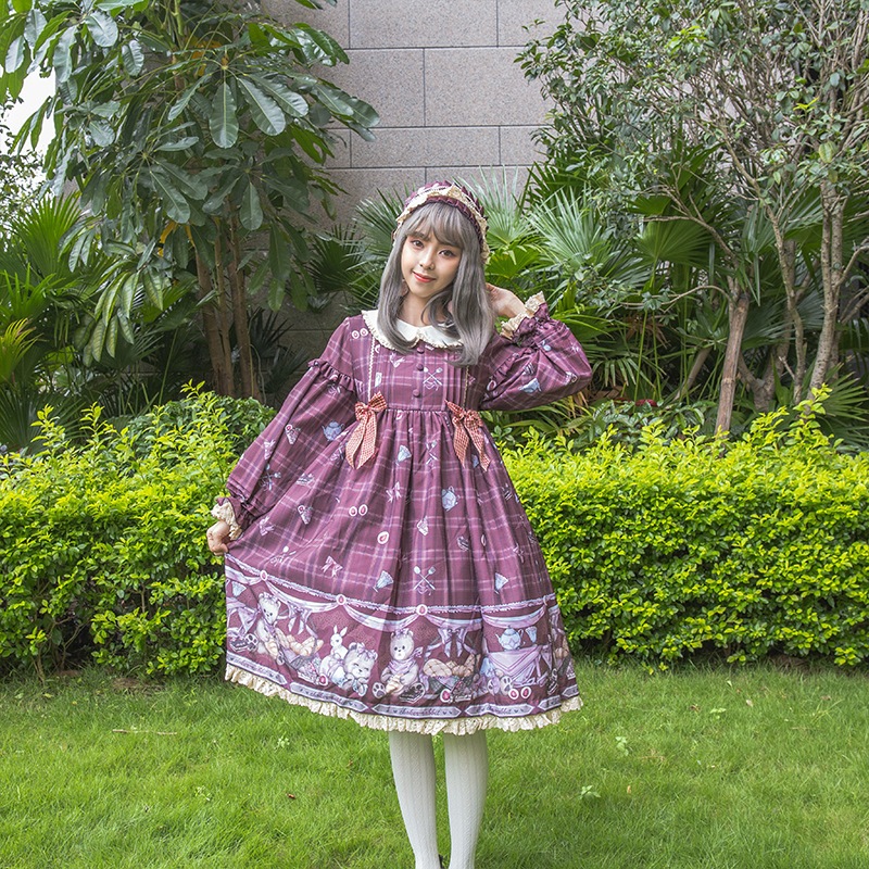 可憐にプリントされたフラワーファッションのプリンセススカート ロリータワンピース