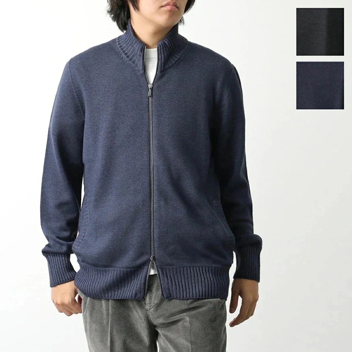 Drumohr ドルモア ジップアップニット D8M202AL メンズ ウール リブ ハイネック ハイゲージ カーディガン 無地 カラー3色