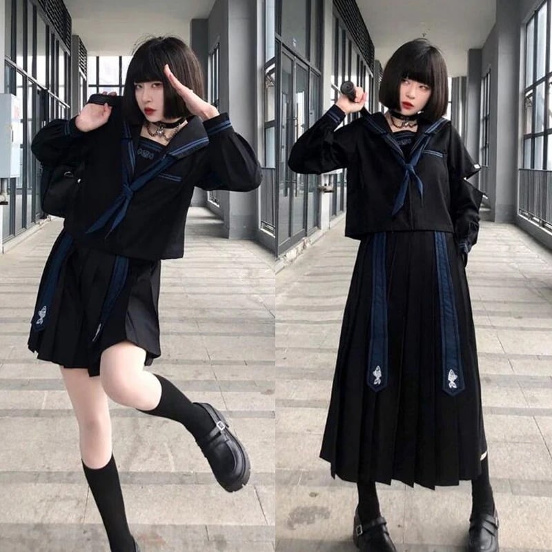 スケバン JK制服 セット JKユニフォーム 番カラ 悪羅悪羅 ヤンキー 姐ギャル セーラー服 コスプレ 体育祭 女子学生校服 スーツ 長袖/半袖 ロングスカート/ミニスカート 7 メガ割