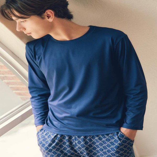 （正常）ラウンドネックラインのトップス+コートやチェーン柄のボトムスセット男性用室内着SET_C VEVEP3960MNB_C