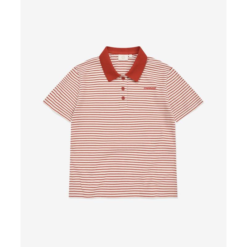 ウーマン スリム ストライプ Tシャツ レッド CO2602ST82 RD