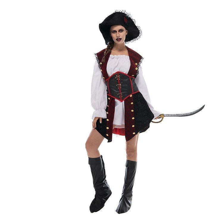 b43女海賊 船長パイレーツオブカリビアン 海賊帽付 ハロウィン衣装 大人用 女性用 ハロウィン 衣装 cosplay コスプレ レディース ガールズ ハロウィーン