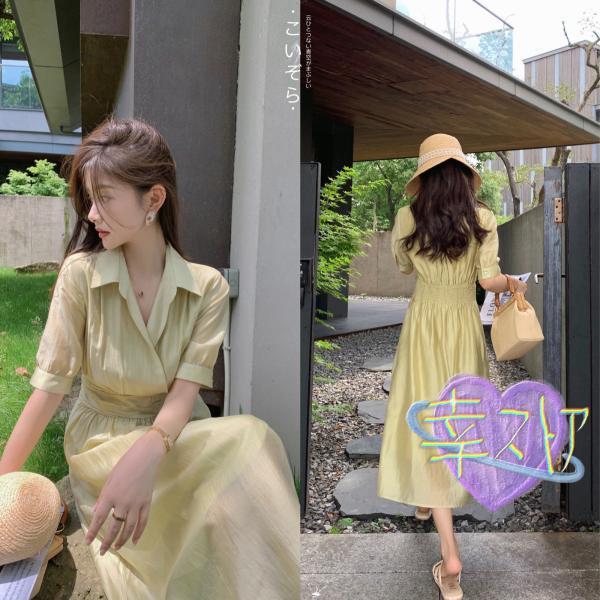 ワンピース 夏 半袖 パフスリーブ ロング マキシ丈 レディース Aライン 膝丈 キレイめ フェミニン 光沢感 おしゃれ 可愛い カジュアル 発表会 音楽会 演奏会