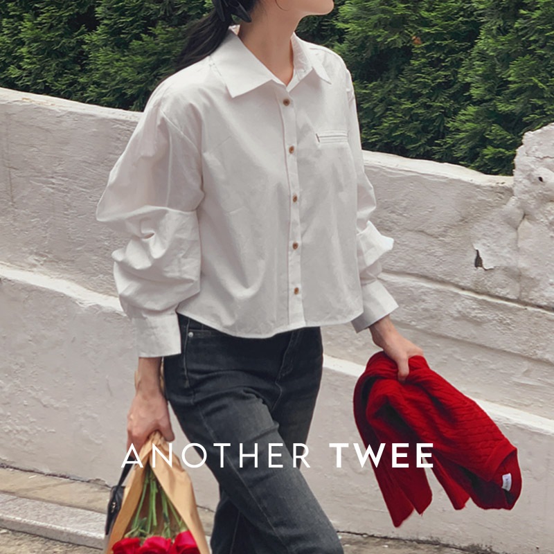 [tnb0221] 韓国ファッションショートポイントクロップシャツ