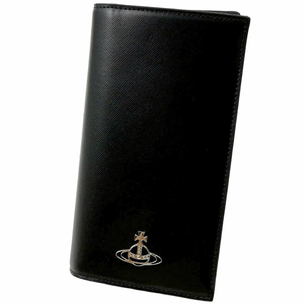[訳ありアウトレット] ヴィヴィアンウエストウッド 長財布 二つ折り メンズ ブラック Vivienne Westwood KENT LONG WALLET WITH ZIP BLACK 510500