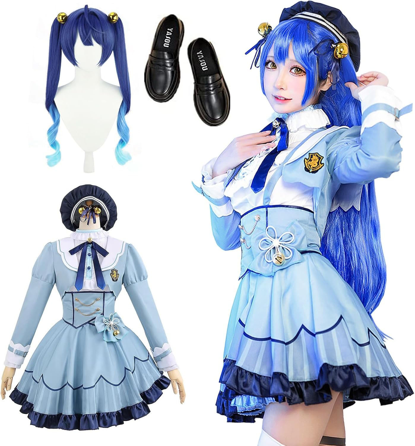 一部在庫あり にじさんじ バーチャルYouTuber 天宮こころ コスプレ 衣装 あまみやこころ コスプレ コスプレ ハロウィン 衣装 水色 コスチューム コスプレ衣装 ウィッグ 靴 追加可