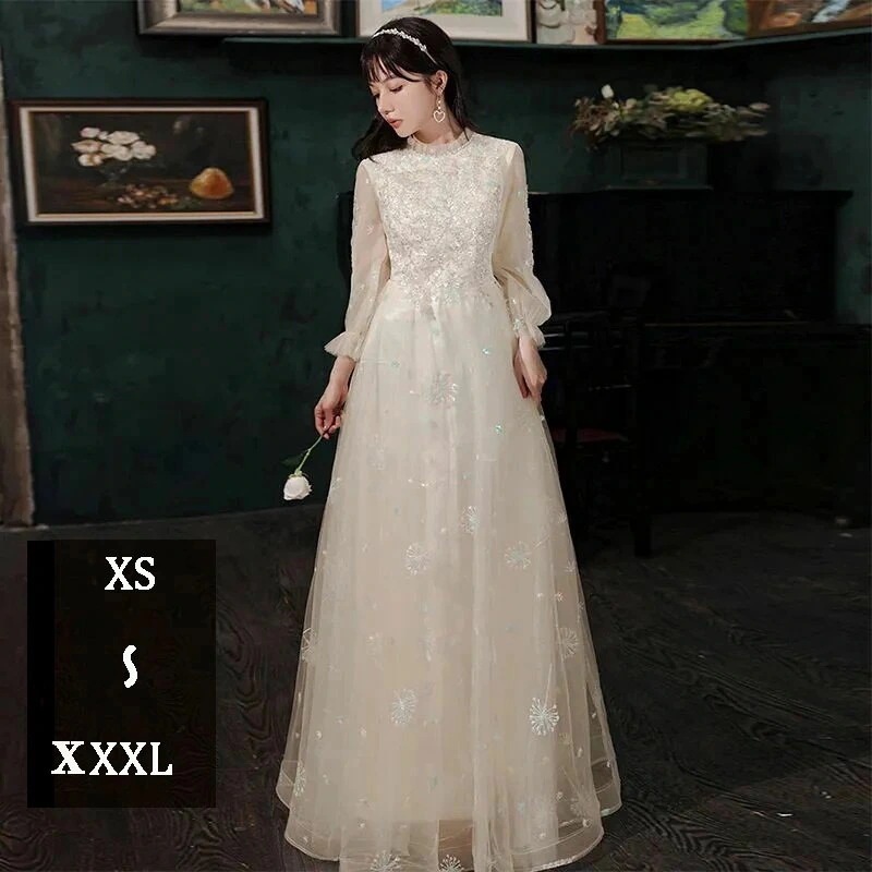 新品追加 結婚式ドレス 花嫁 二次会ドレス カラードレス 大人 ピアノ 発表会 可愛い お呼ばれドレス ロングドレス パーティードレス シャンパン色 格安 イブニングドレス 大きいサイズ 刺繍 キラキ