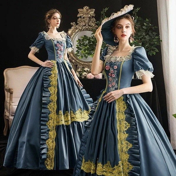 貴族 ドレス ステージ衣装 パーティードレス ロングドレス ワンピース 姫系ドレス 演奏会 発表会 貴族ドレス プリンセスライン お姫様 レース 洋服 ヨーロッパ 中世貴族 宮廷ドレス オペラ声楽 豪