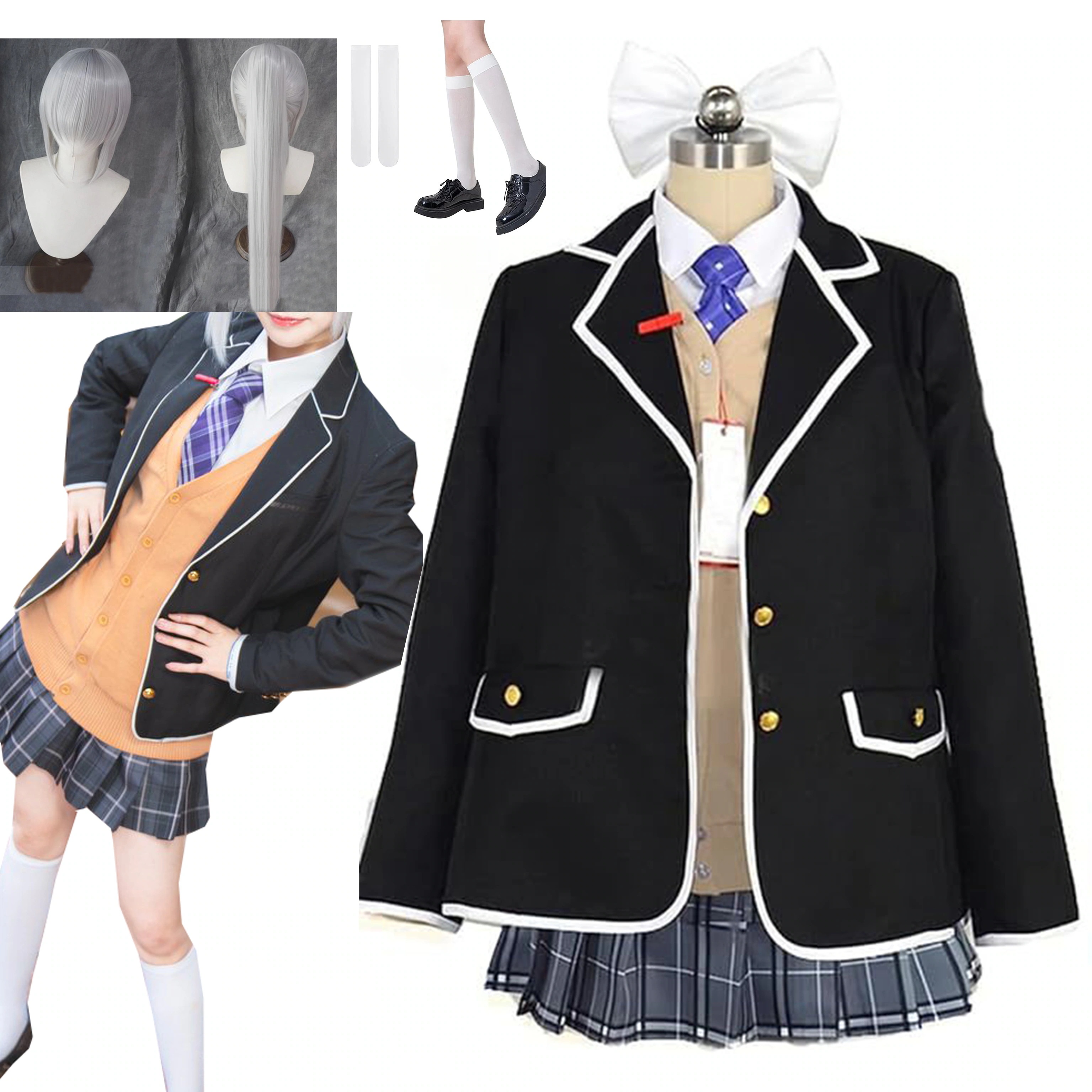 【2点購入で100円オフ】【全シリーズ発売中】 【値引き中】ウィッグ コスプレ衣装＋靴下付き 学園祭 文化祭 撮影 クリスマス コスプレハロウィン 可愛い コスプレ服 大人 コスプレ 衣装 制服 ひぐ