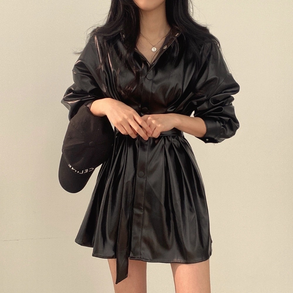 レザーショートコート フェイクレザー ショートコート 黒 ブラック 韓国 オルチャン レディース チェスターコート ショートコート ベルト付き フェイクレザー ショートアウター アウター