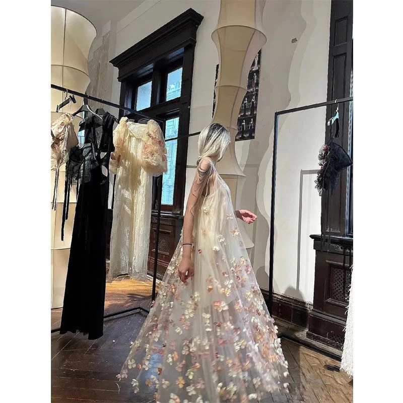 エデンドリームスーパーフェアリーり立体フラワーメッシュスリングドレス結婚式モーニングローブパーティードレス