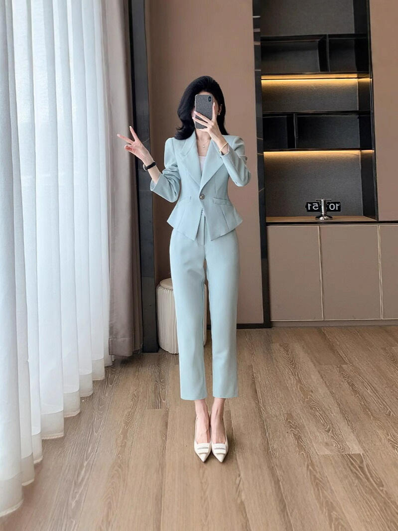 スーツ セットアップ レディース 春 秋 新作 高級感 気質 職業服 黒色 おしゃれ