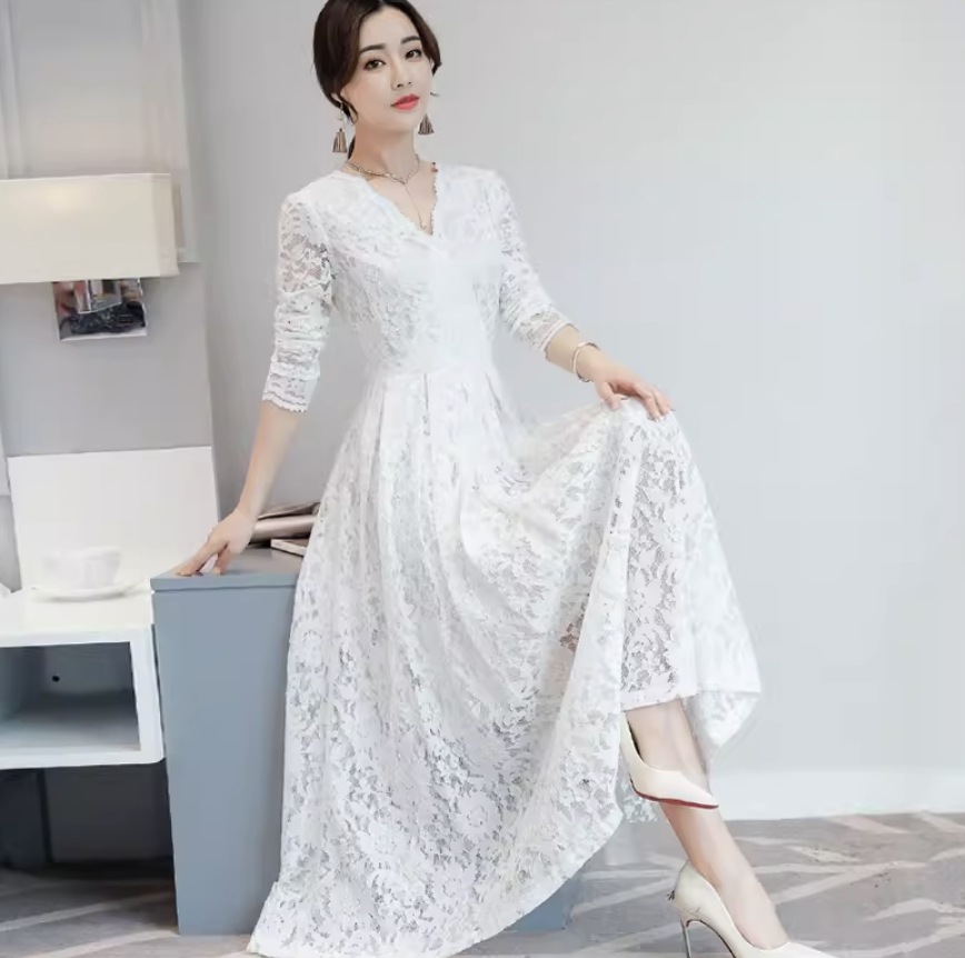 ワンピース ワンピドレス ロング丈 レース かわいい 大人可愛い きれいめ シンプル カジュアル 大人 上品 おしゃれ お洒落 大人女子 こなれ感 個性的 主役級 存在感 美容師