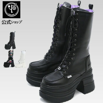 【公式SHOP特典キズ補修液付】 ヨースケ 厚底ブーツ メンズ レースアップブーツ ロング 12cm厚底ヒール 軽量タイプ