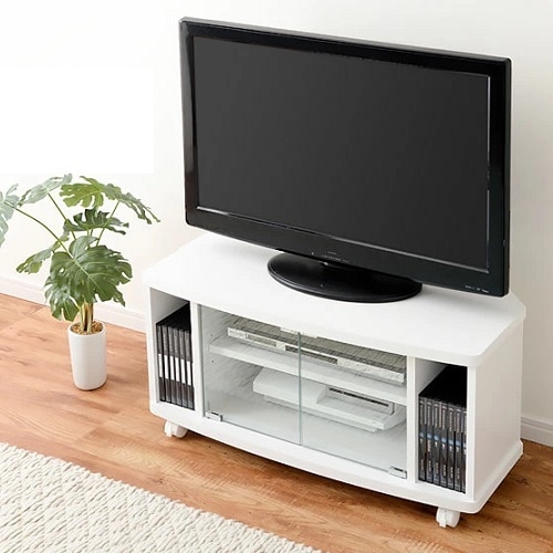 おしゃれ ガラス扉 テレビ台 80cm キャスター付き TV台 コーナーテレビ台 コーナーテレビボード 壁寄せ TVボード