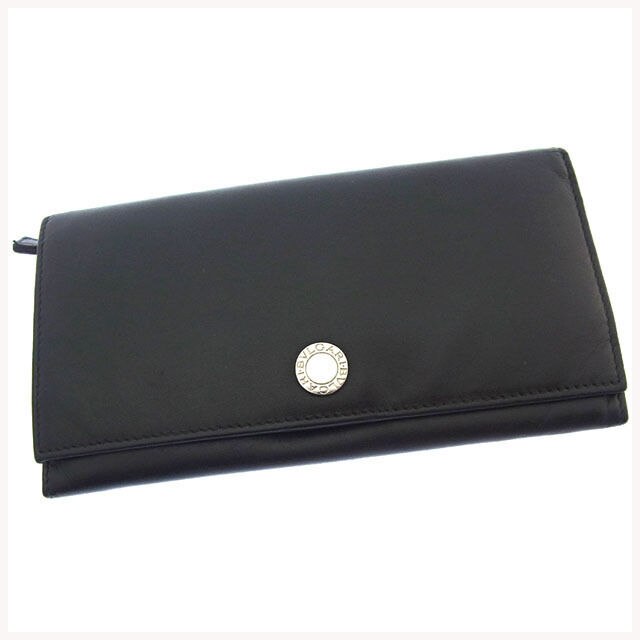 長財布 ファスナー 二つ折り ロゴボタン ブラック シルバー 中古 48,450円