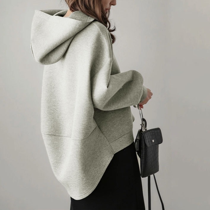 【クラシックに上品】 絶対欲しい 無地 フード付きプルオーバー 長袖 パーカー 4,903円