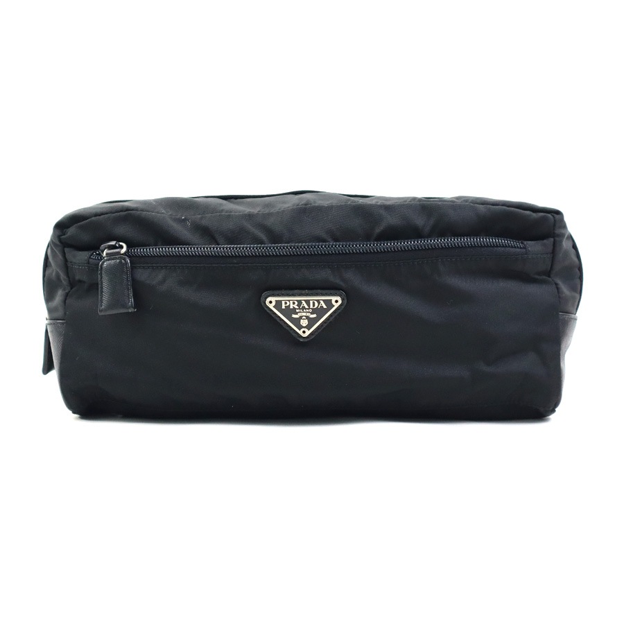 プラダ PRADA セカンドバッグ ポーチ ナイロン/レザー ブラック ユニセックス r10861a
